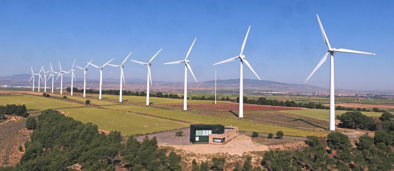 Montes de Cierzo Wind Farm turbines, Navarra